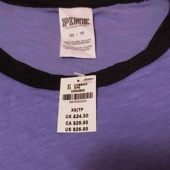 NWT Victoria's Secret PINK Ringer Crew Tee, XS - Picture 6 of 6